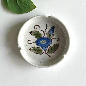 Vintage Speckled Floral Ashtray Trinket Dish Catchall Jewelry Holder